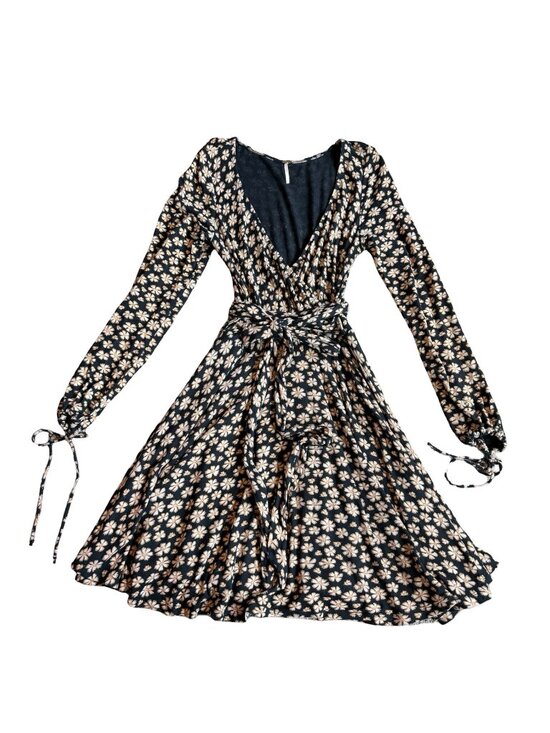 Free People Dresses & Skirts - Free People Pradera Mini Dress Faux Wrap Stretchy Floral Print Comfy Size XS